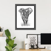 Pintura Acuarela de Elefante Arte de Fauna