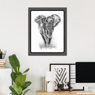 Pintura Acuarela de Elefante Arte de Fauna