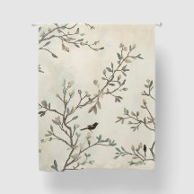 Pintura Acuarela de Rama de Pájaro Beige Naturalez