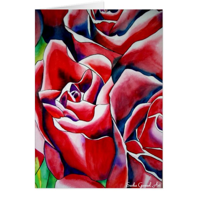 Pintura acuarela de rosa Roses (Frente)