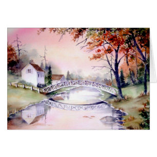 Pintura acuarela del Puente Arqueado de Nueva Ingl