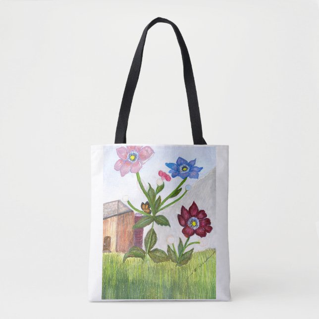 Pintura acuática de hierbas y flores en la bolsa d (Anverso)
