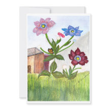 Pintura acuática de la invitación a la hierba y la