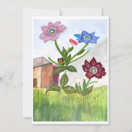 Pintura acuática de la invitación a la hierba y la