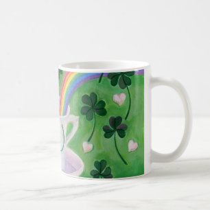 Pintura afortunada irlandesa de la taza de café