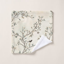 Pintura al Acuarela de Rama de Pájaro Beige Natura