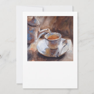 pintura al acuarela de tarjeta de nota de taza de