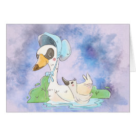 Pintura al agua Día de la Madre ganso y su bebé