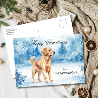 Pintura al agua Golden Retriever Navidad de Invier