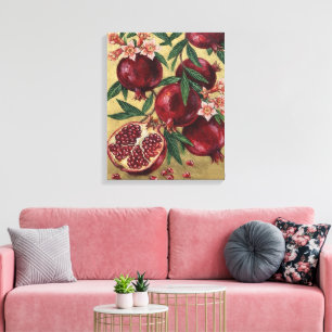 Pintura al óleo botánica de granada Arte de pared