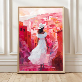 Pintura al óleo de mujer, impresión de impasto, ca