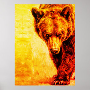 Pintura al óleo de oso pardo Arte de vida silvestr