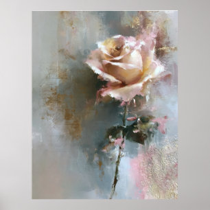 Pintura al óleo de rosa rosa romántica Arte fino