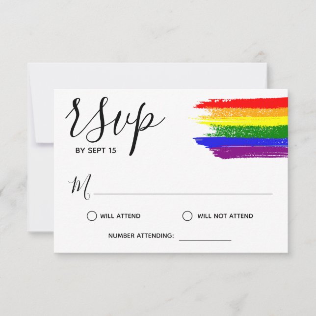 Pintura arcoiris desencadena boda LGBT RSVP (Anverso)