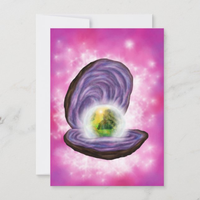 pintura arte Pearl Oyster con paisaje de fantasía (Anverso)