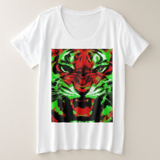 Pintura artística de cara de tigre rojo y verde