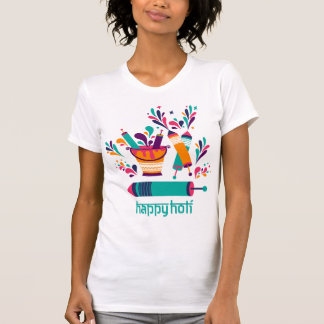 Pintura brillante de Holi retuerce la camiseta