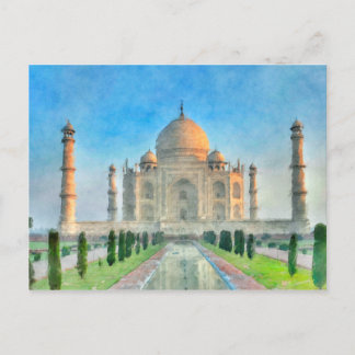 Pintura colorida de la postal Taj Mahal
