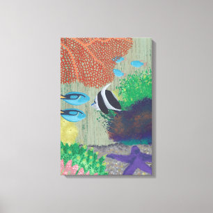 Pintura Colorida de Peces Tropicales en Lienzo