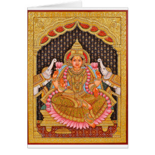 PINTURA COMPLEJA DE GAJA LAKSHMI TANJORE {IND DEL
