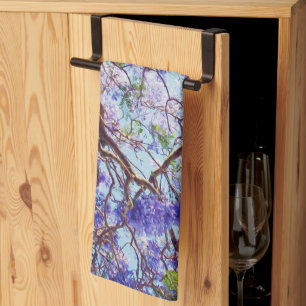 Pintura de aceite de árbol de Jacaranda, toalla de