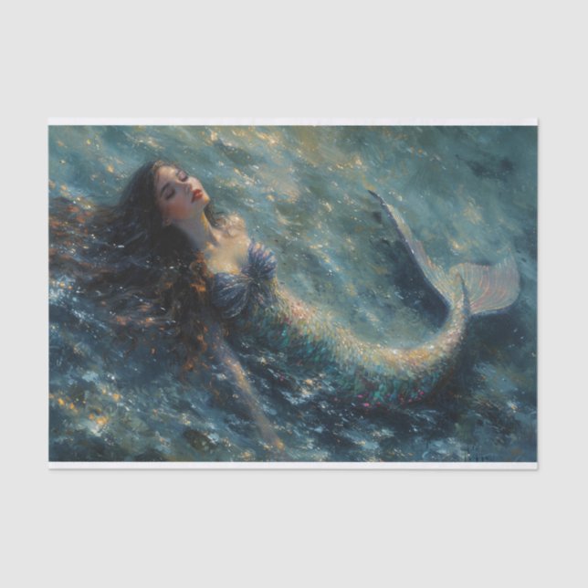 Pintura de aceite de papel de tejado de sirena (Anverso)
