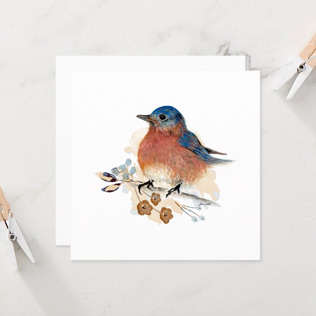 Pintura de acuarela de Bluebird (Beautiful Bluebird Watercolor Blank Note Card by Jenn Steffen Art)