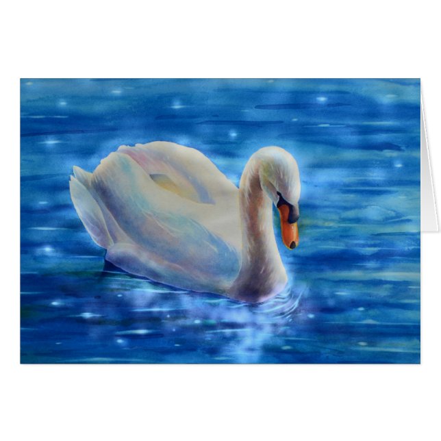 Pintura de acuarela de cisne blanco (Anverso (Horizontal))