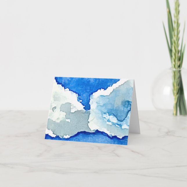 Pintura de acuarela de dos nubes doblada (Anverso)