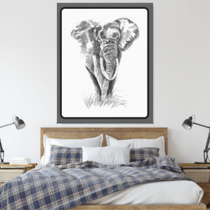 Pintura de Acuarela de Elefante Arte de Fauna
