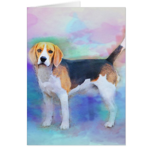 Pintura de acuarela de perro de Beagle (Frente)