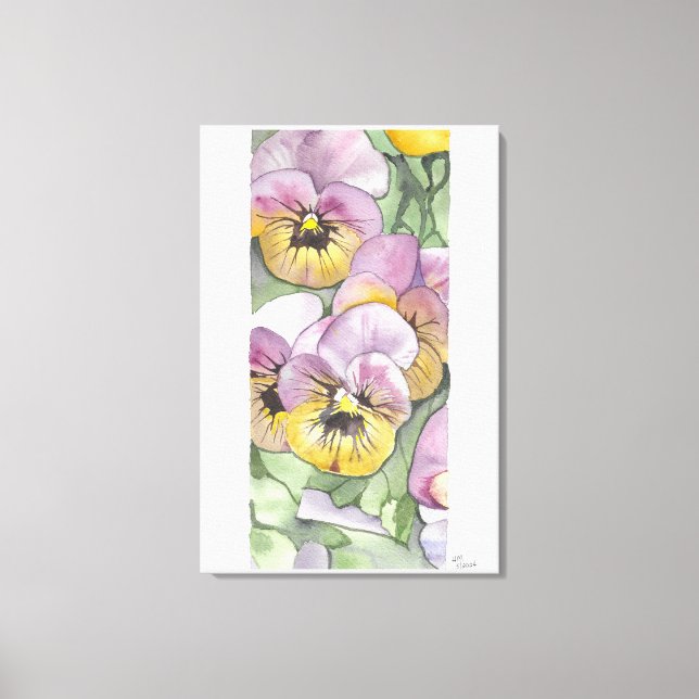 Pintura de acuarela floral sobre lienzo 24"x36" (Anverso)