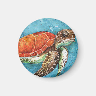 Pintura de acuarela - imán de tortuga marina