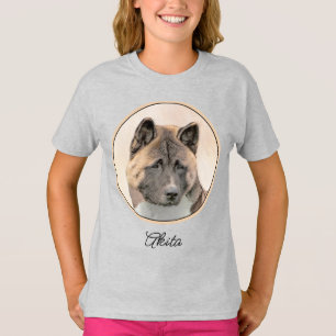 Pintura de Akita - Corta camiseta de arte de perro