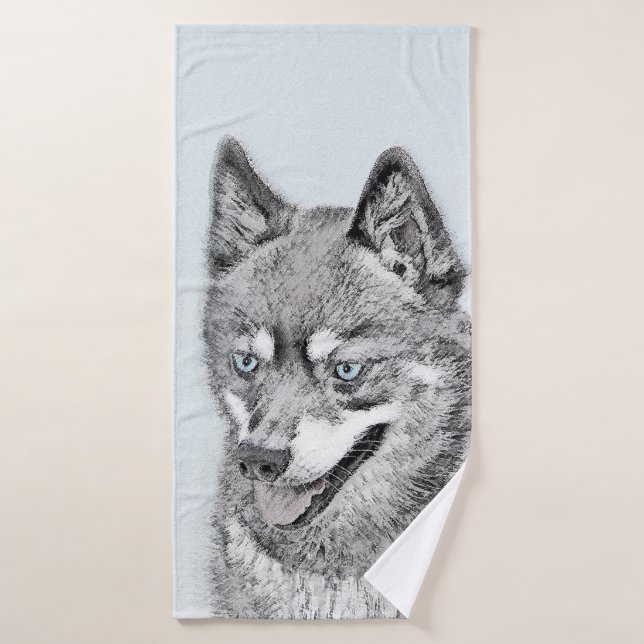 Pintura de Alaskan Klee Kai - Arte Perro Original. (Toalla de baño)