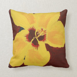 Pintura de almohada amarilla hawaiana Hibiscus