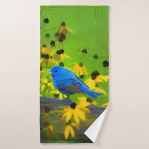Pintura de amarre índigo - Arte original de aves