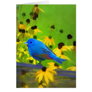 Pintura de amarre índigo - Arte original de aves