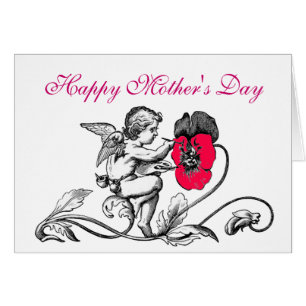 PINTURA DE ÁNGEL DE UNA FLOR ROSA DÍA DE LA MADRE