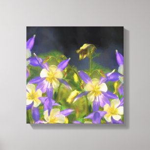 Pintura de Aquilegia azul de Colorado - Arte origi
