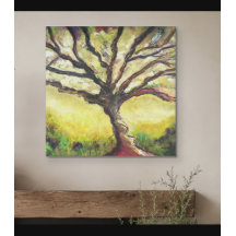 Pintura de árbol paisaje campestre arte decoración