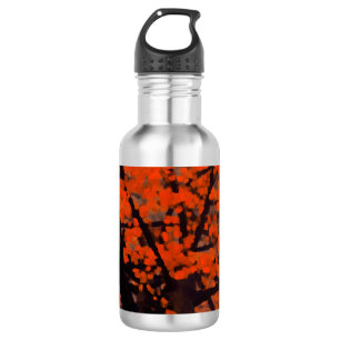 Pintura de árbol rojo de caída de botella de agua