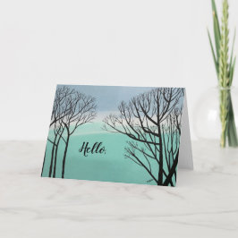 Pintura de árboles en tarjetas de nubes de Silhoue