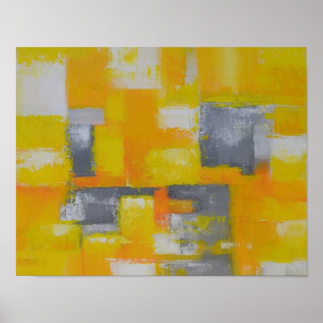pintura de arte abstracto gris amarillo (Frente)