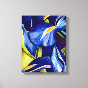 Pintura de arte acuarela original de la flor azul 