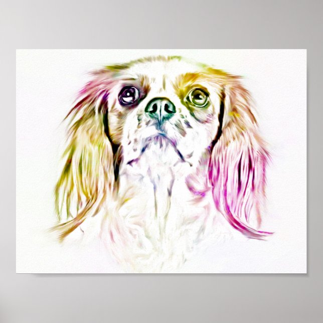 Pintura de arte canino Cavalier King Charles Spani (Frente)