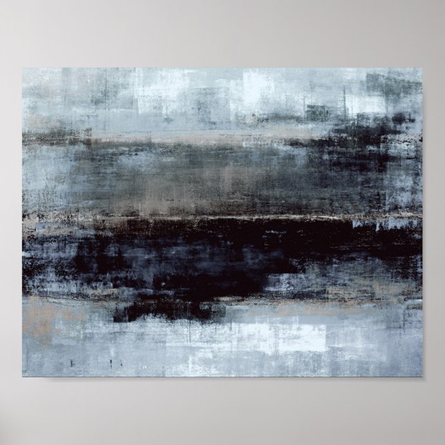 Pintura de arte con abstracto azul "Exagerado" (Frente)