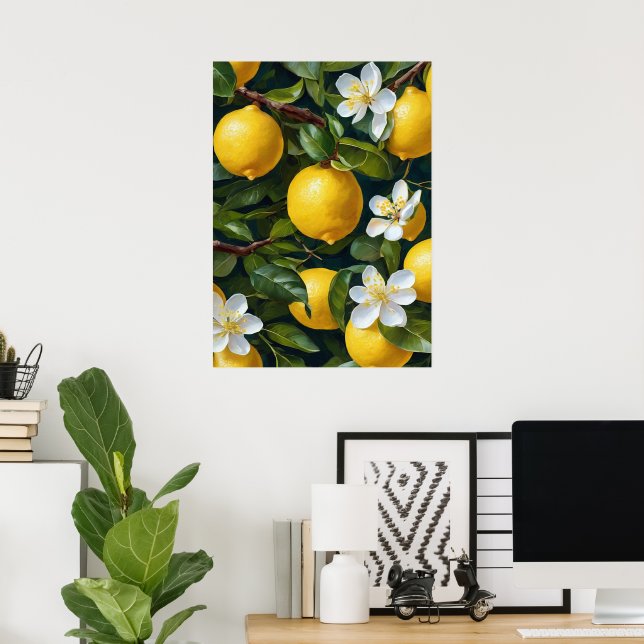 Pintura de arte con flores de limón (Oficina en casa)