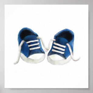 Pintura de arte de las zapatillas de bebé azules