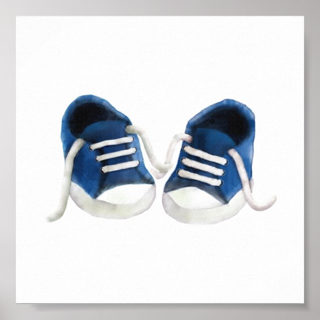 Pintura de arte de las zapatillas de bebé azules (Frente)